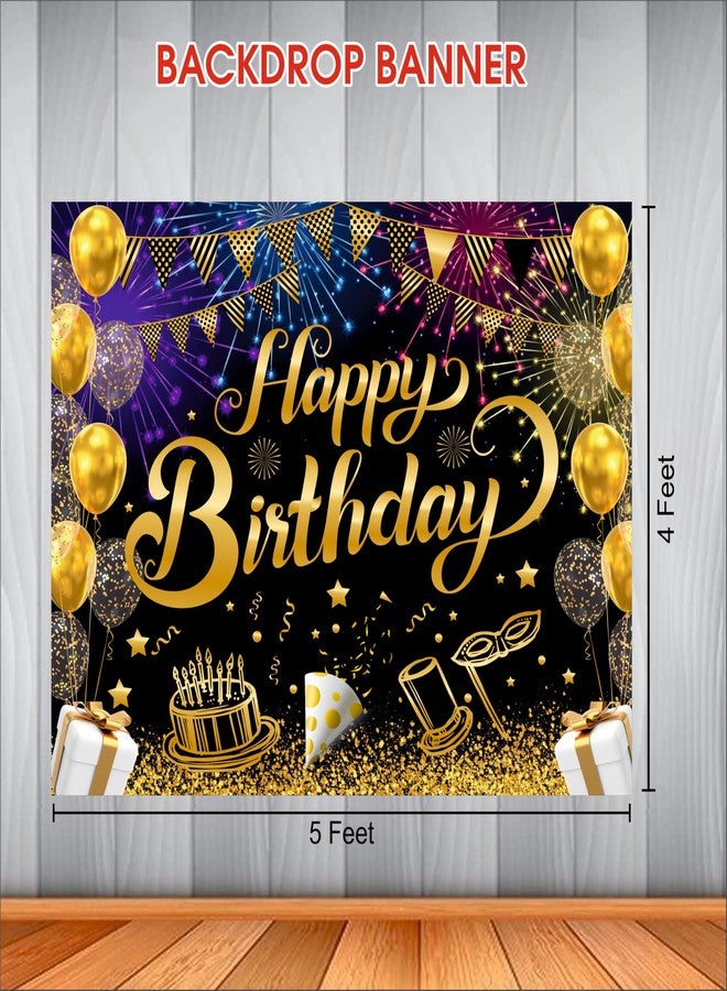 Party Baazaar Black Birthday Backdrop 5x4 Ft | Backdrops for Decoration | Birthday Decoration Backdrop | Banner for Kids Theme Party - Image 3